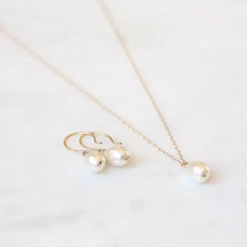 Conjunto Colar e brinco pérola gota