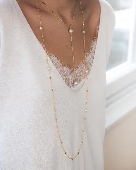 Conjunto Colar gravatinha Pérola Água doce