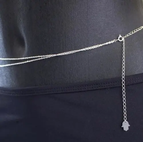 Corrente De Cintura Bodychain Prateado