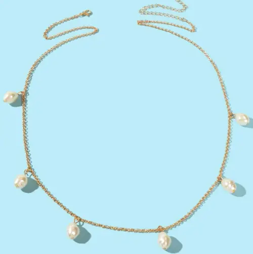 Corrente de Cintura Cinto Dourado com Pérolas