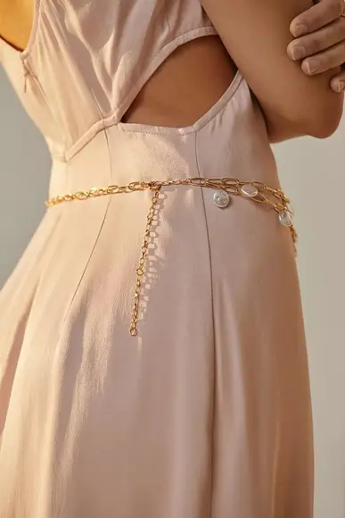 Corrente de Cintura Dupla Bodychain Pérolas