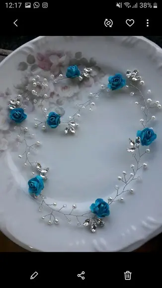 Fio arranjo rosas Pérolas e cristais
