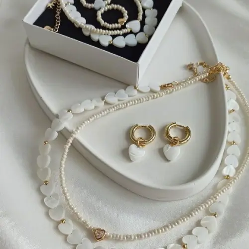 Mix Chocker Gargantilha Coração Madrepérola