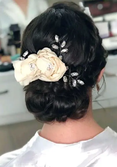 Pente arranjo Flor de seda com cristais
