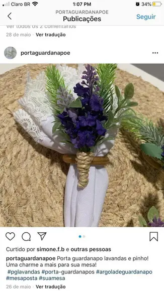 Porta Guardanapo Flor lavanda