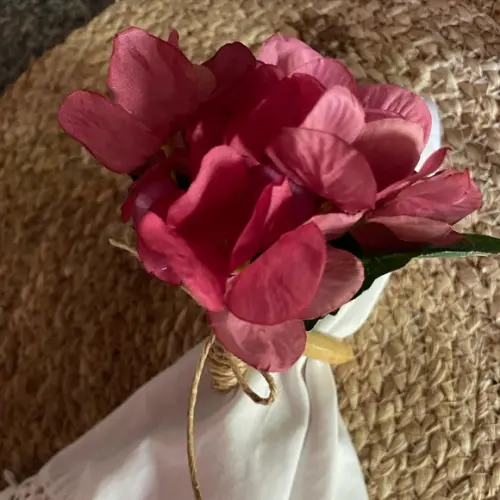 Porta Guardanapo Hortênsias rosa