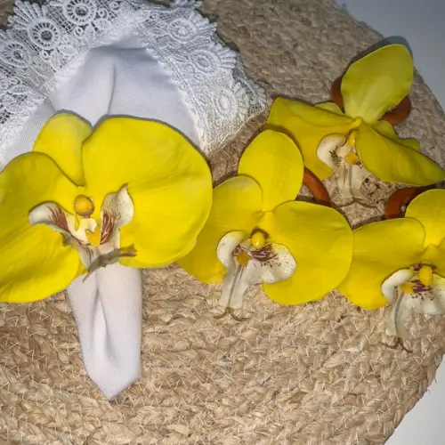 Porta Guardanapo Orquídea Amarela