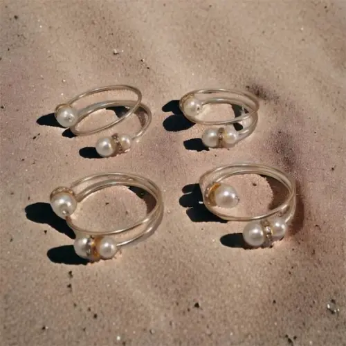 Porta Guardanapo Pérolas Dourado