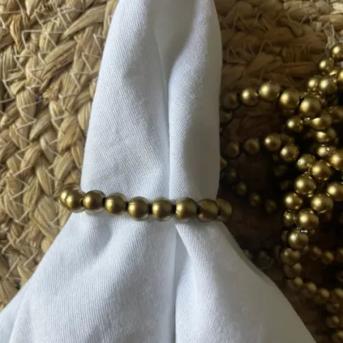 Porta Guardanapo Pérolas Dourado