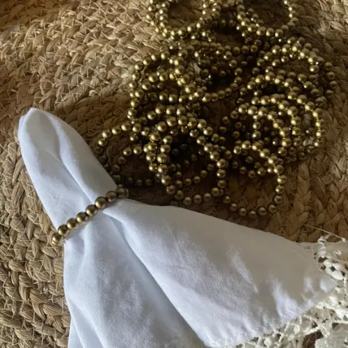 Porta Guardanapo Pérolas Dourado