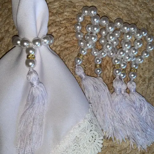 Porta Guardanapo Pérolas tassel