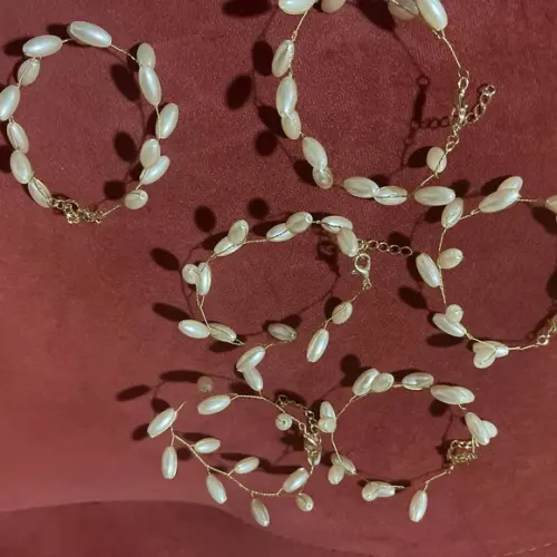 Pulseira corsagê de pérolas kit 6