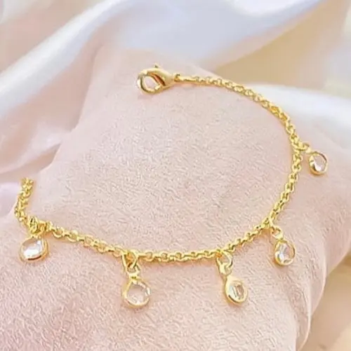 Pulseira Delicada Cristais Banhada