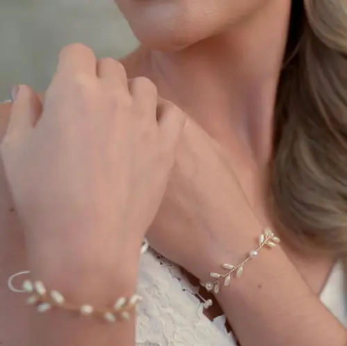 Pulseira Tipo Corsagê De Pérolas Arroz