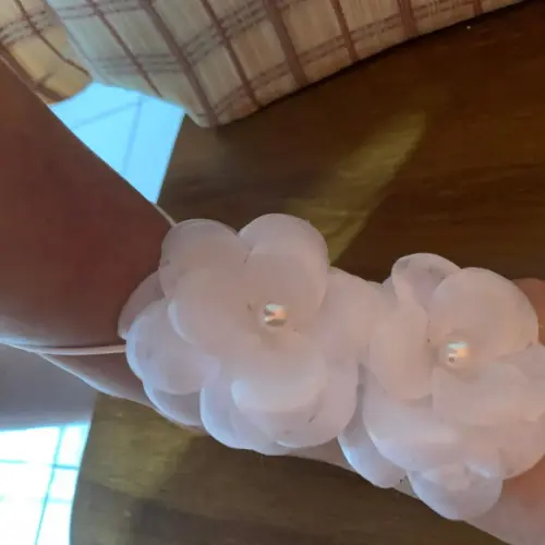 Sandália pés descalço Flor organza
