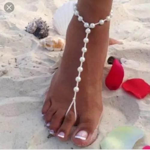 Sandália pés descalço Pérolas