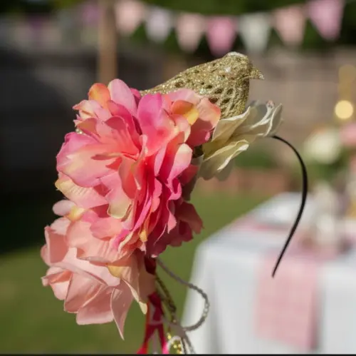 Tiara Carnaval Floral Rosa