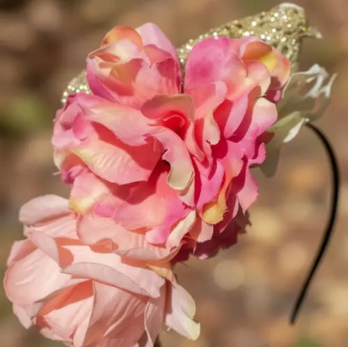 Tiara Carnaval Floral Rosa