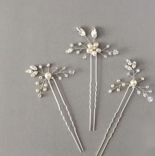 Trio Grampinho Cristais E Pérolas