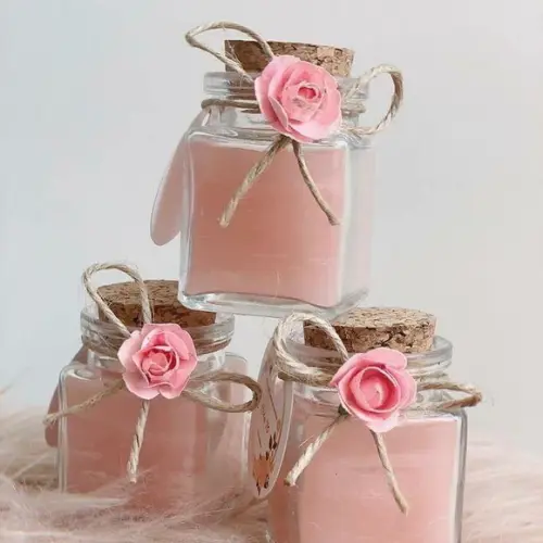 Vela Cera de Coco Lembrancinha Rosa