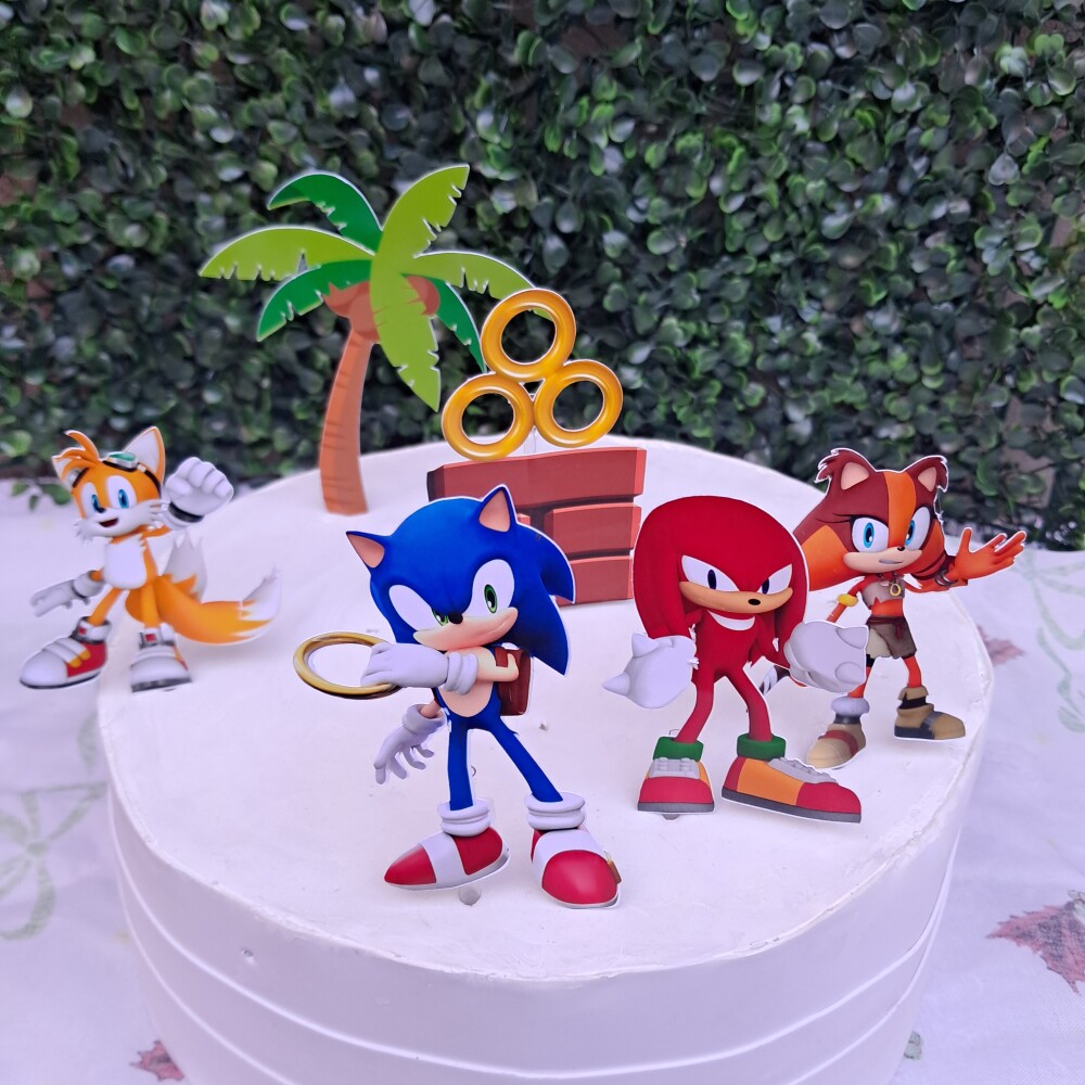 Topo de bolo personalizado no tema Sonic