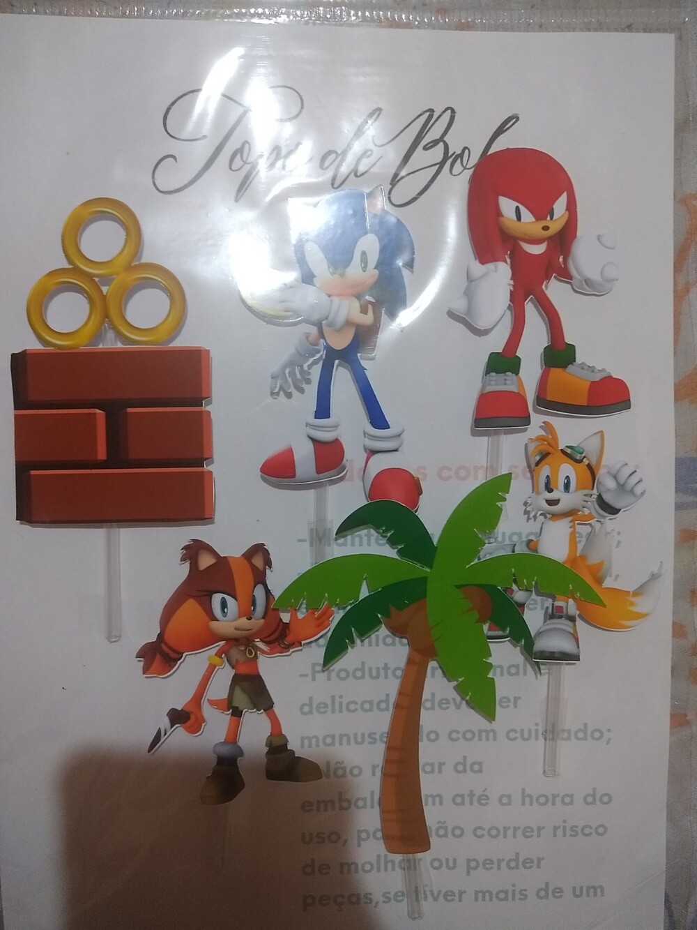 Topo de bolo personalizado no tema Sonic