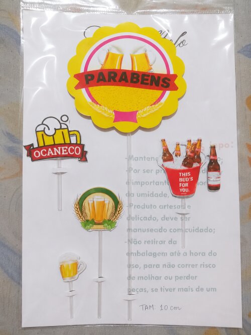 Topo de bolo com tema cerveja