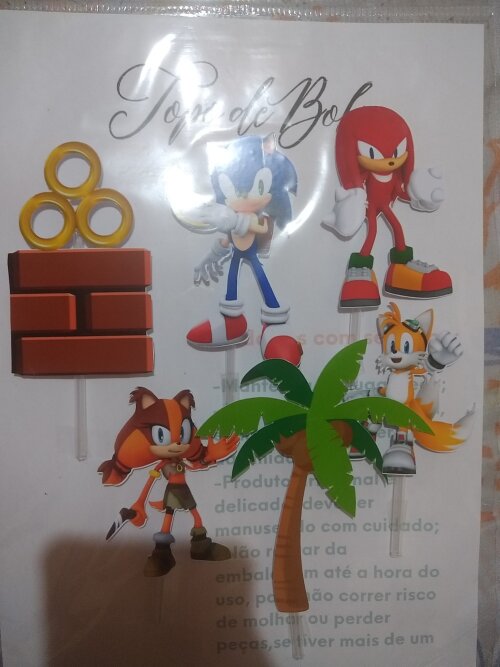 Topo de bolo personalizado no tema Sonic