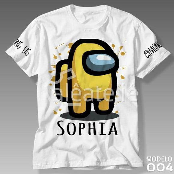 Camiseta Among Us Amarelo Jogo Game Infantil Personalizada
