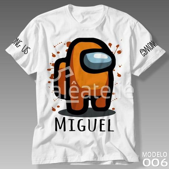 Camiseta Among Us Laranja Jogo Game Infantil Personalizada