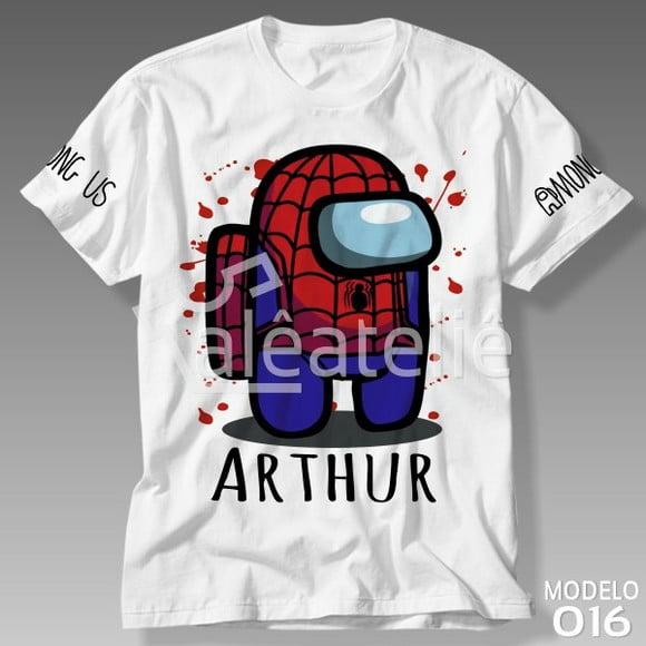 Camiseta Among Us Homem Aranha Game Infantil Personalizada
