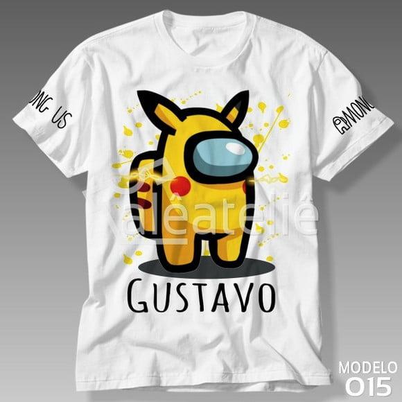 Camiseta Among Us Pikachu Jogo Game Infantil Personalizada