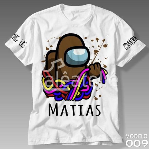 Camiseta Among Us Marrom Jogo Game Infantil Personalizada