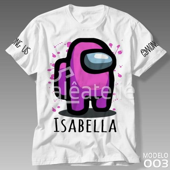 Camiseta Among Us Rosa Pink Jogo Game Infantil Personalizada