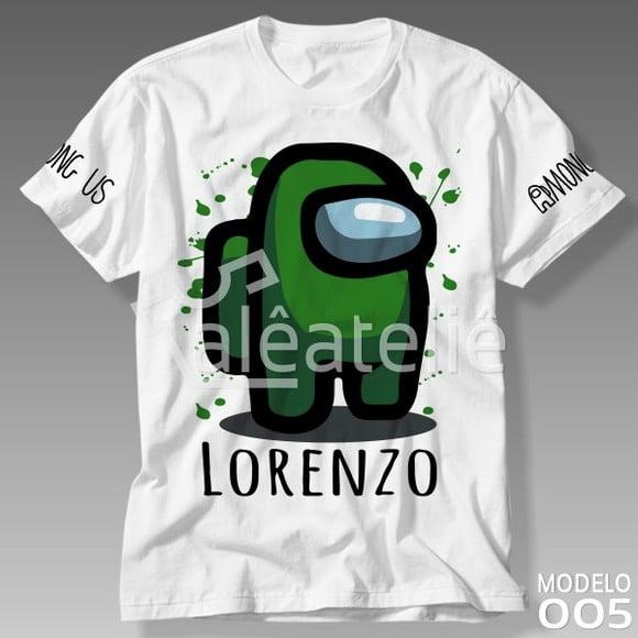 Camiseta Among Us Verde Jogo Game Infantil Personalizada