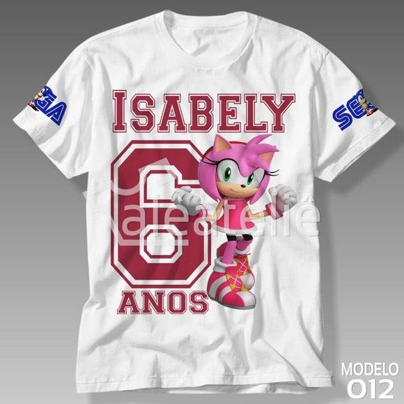 Camiseta Amy Sonic Festa Aniversario Infantil Personalizada
