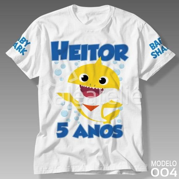 Camiseta Baby Shark Aniversario Festa Personalizada