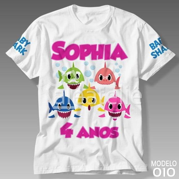 Camiseta Baby Shark Família Personalizada Festa Aniversário