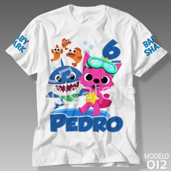 Camiseta Baby Shark Festa Bebê Tubarão Camisa Personalizada