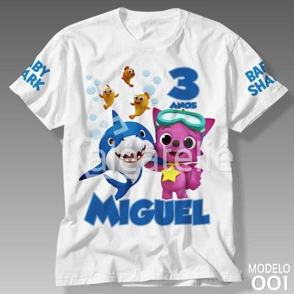 Camiseta Baby Shark Personalizada com Nome e Idade