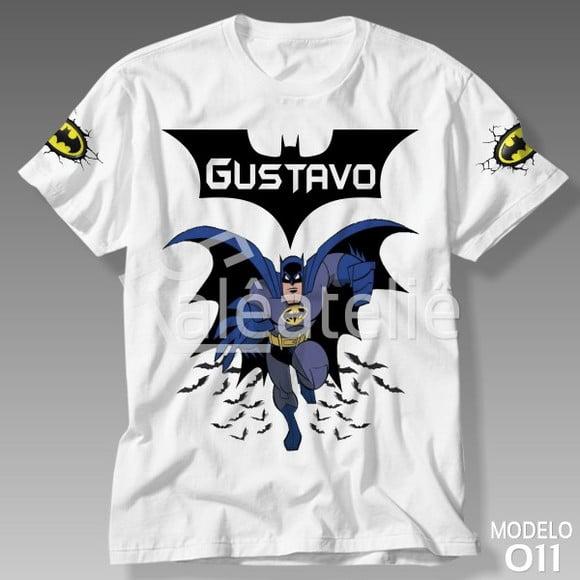Camiseta Batman Morcegos Personalizada Nome Infantil Adulto
