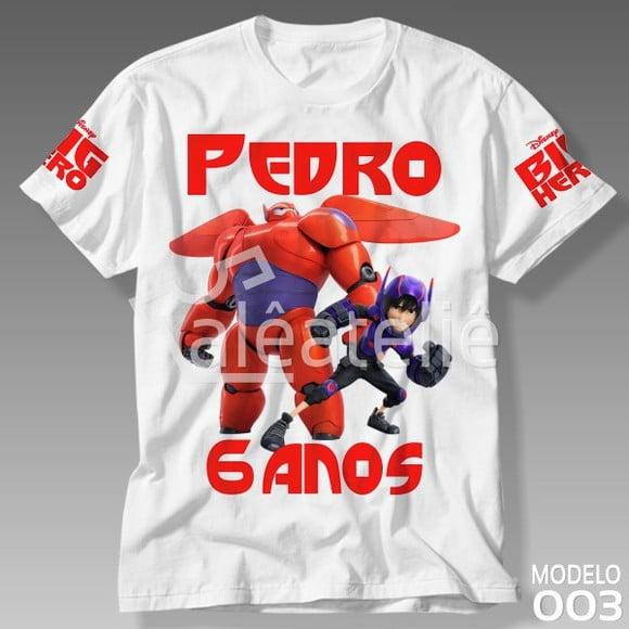 Camiseta Big Hero Infantil Festa Aniversário Personalizada