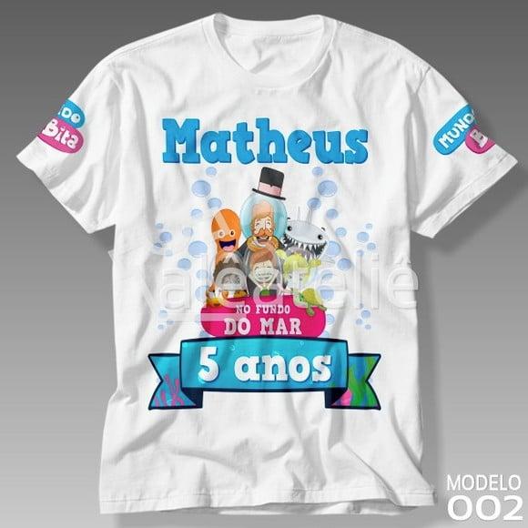 Camiseta Bita Fundo do Mar Festa Aniversário Personalizada