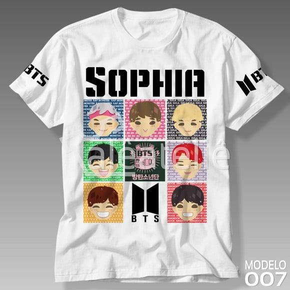 Camiseta Bts Kpop Bangtan Boys Bias Logo Army com Nome