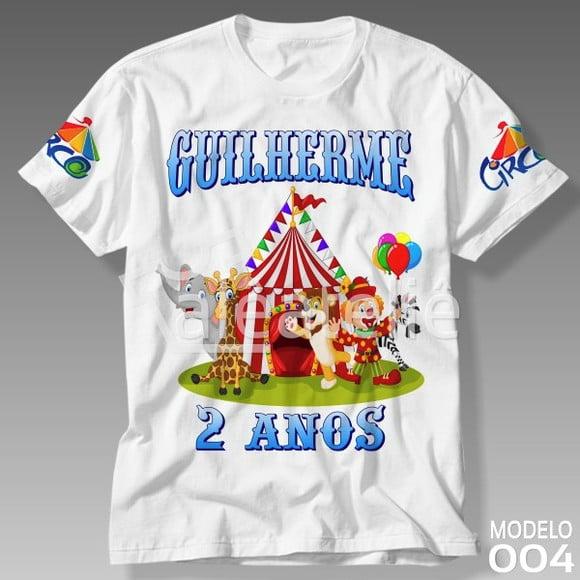 Camiseta Circo Infantil Palhaço Leão Elefante Girafa Festa