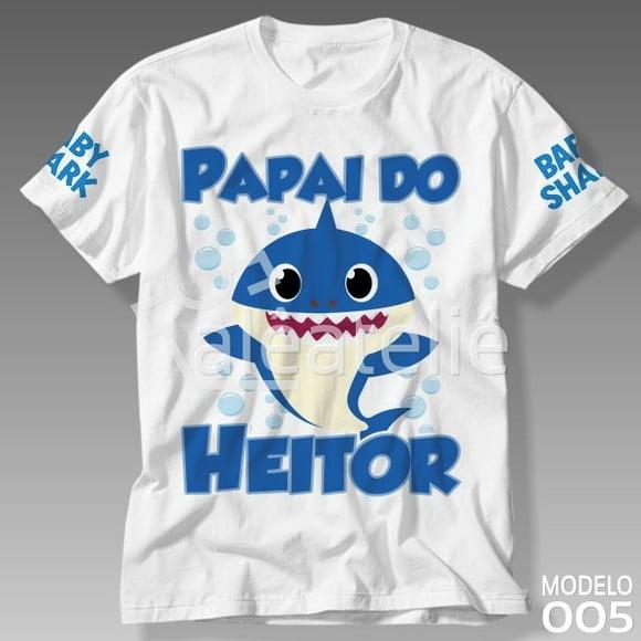 Camiseta Daddy Shark Baby Shark Bebê Tubarão Personalizada
