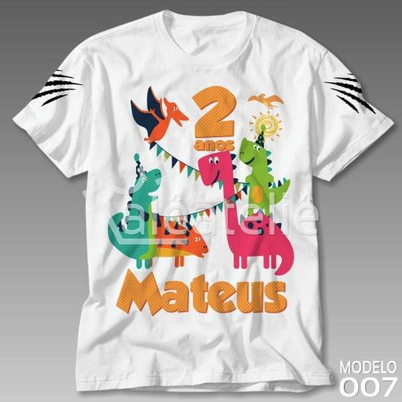 Camiseta Dinossauros Infantil Adulto Personalizada