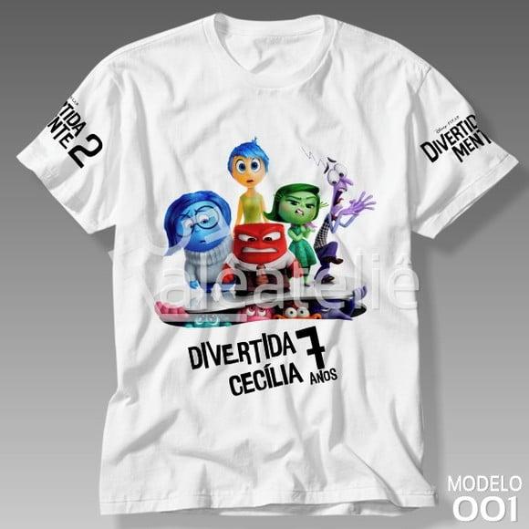 Camiseta Divertida Mente 2 Festa Filme Personalizada