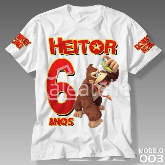 Camiseta Donkey Kong Aniversário Festa Infantil Adulto