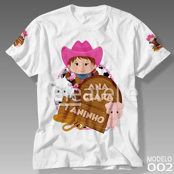 Camiseta Fazendinha Menina Infantil Festa Personalizada